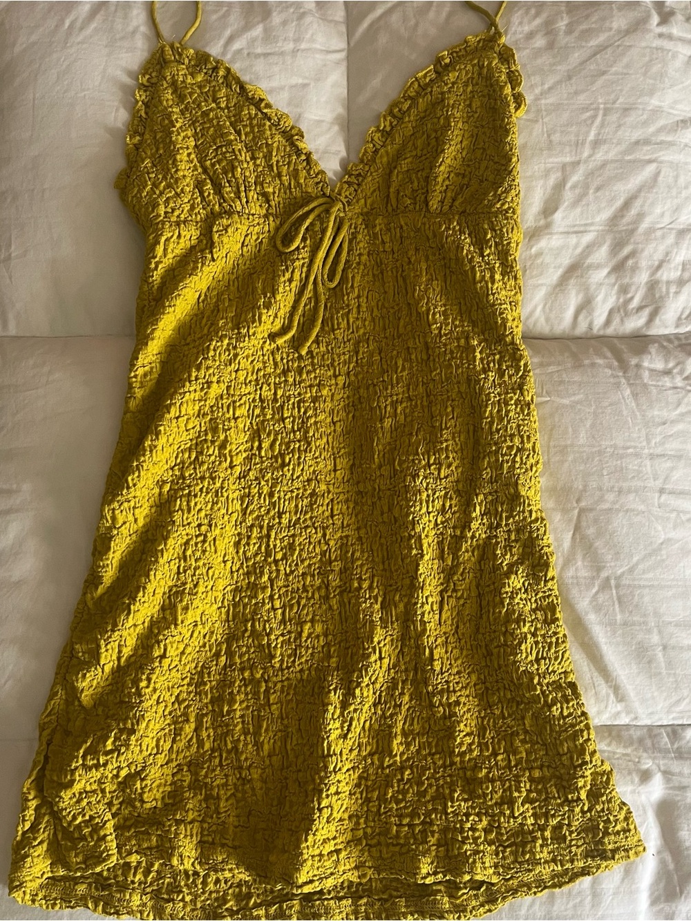 Vici Yellow Textured Mini Dress